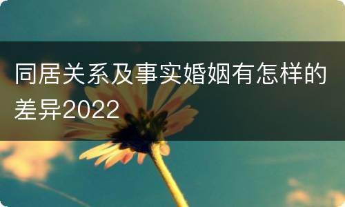 同居关系及事实婚姻有怎样的差异2022