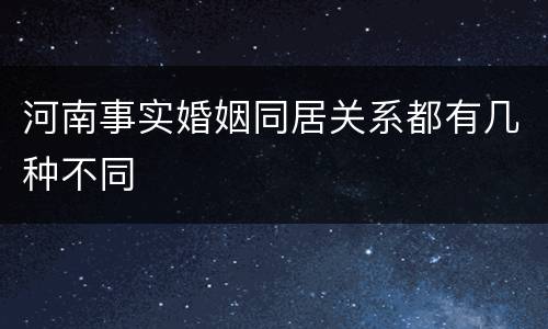 河南事实婚姻同居关系都有几种不同