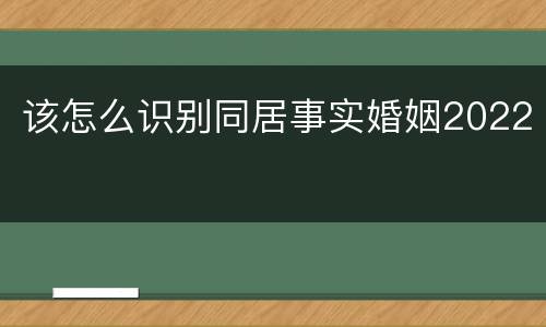 该怎么识别同居事实婚姻2022