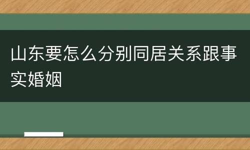 山东要怎么分别同居关系跟事实婚姻