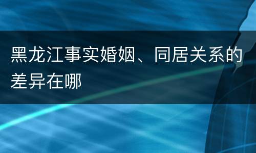 黑龙江事实婚姻、同居关系的差异在哪