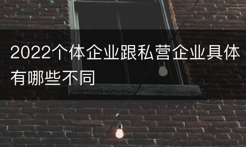 2022个体企业跟私营企业具体有哪些不同