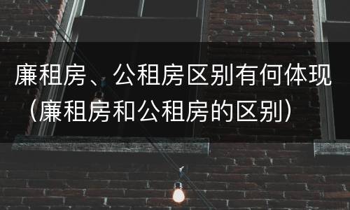 廉租房、公租房区别有何体现（廉租房和公租房的区别）