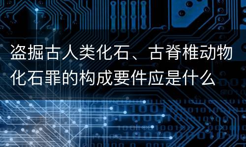 盗掘古人类化石、古脊椎动物化石罪的构成要件应是什么