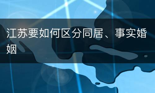 江苏要如何区分同居、事实婚姻