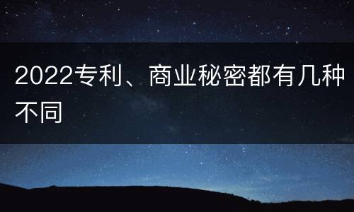 2022专利、商业秘密都有几种不同