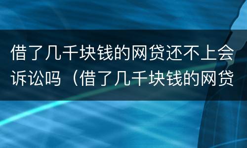 借了几千块钱的网贷还不上会诉讼吗（借了几千块钱的网贷还不上会诉讼吗）