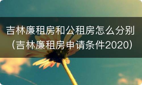 吉林廉租房和公租房怎么分别（吉林廉租房申请条件2020）