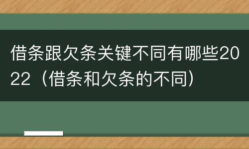 借条跟欠条关键不同有哪些2022（借条和欠条的不同）