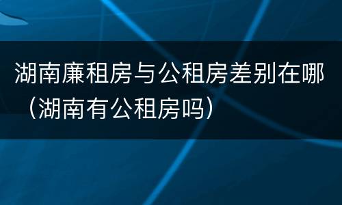 湖南廉租房与公租房差别在哪（湖南有公租房吗）