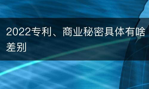 2022专利、商业秘密具体有啥差别