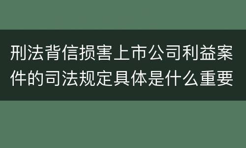 刑法背信损害上市公司利益案件的司法规定具体是什么重要内容