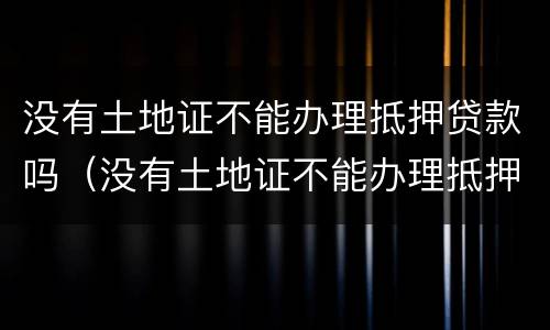 没有土地证不能办理抵押贷款吗（没有土地证不能办理抵押贷款吗）