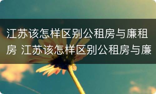 江苏该怎样区别公租房与廉租房 江苏该怎样区别公租房与廉租房的区别