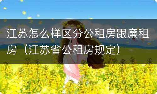 江苏怎么样区分公租房跟廉租房（江苏省公租房规定）