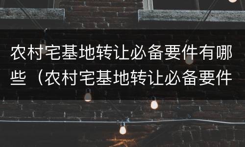 农村宅基地转让必备要件有哪些（农村宅基地转让必备要件有哪些东西）