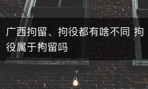 广西拘留、拘役都有啥不同 拘役属于拘留吗