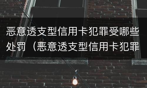 恶意透支型信用卡犯罪受哪些处罚（恶意透支型信用卡犯罪受哪些处罚决定）