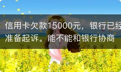 信用卡欠款15000元，银行已经准备起诉。能不能和银行协商还款