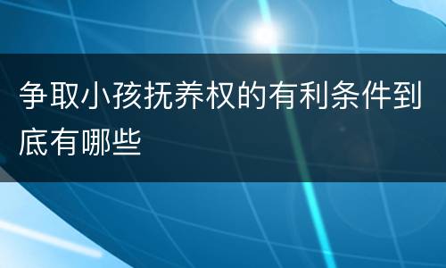 争取小孩抚养权的有利条件到底有哪些