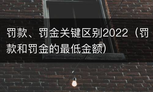 罚款、罚金关键区别2022（罚款和罚金的最低金额）