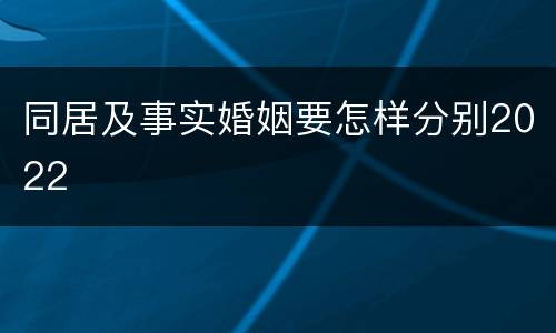 同居及事实婚姻要怎样分别2022