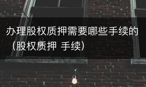 办理股权质押需要哪些手续的（股权质押 手续）