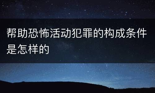 帮助恐怖活动犯罪的构成条件是怎样的