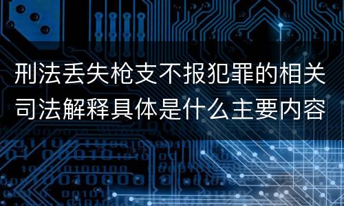 刑法丢失枪支不报犯罪的相关司法解释具体是什么主要内容