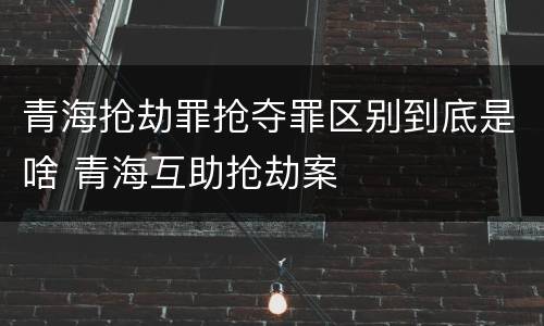 青海抢劫罪抢夺罪区别到底是啥 青海互助抢劫案