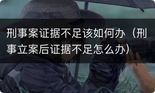 刑事案证据不足该如何办（刑事立案后证据不足怎么办）