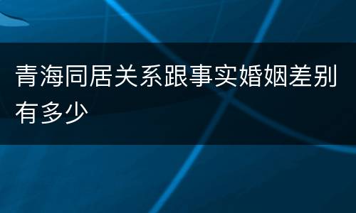 青海同居关系跟事实婚姻差别有多少