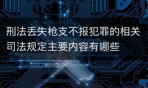 刑法丢失枪支不报犯罪的相关司法规定主要内容有哪些