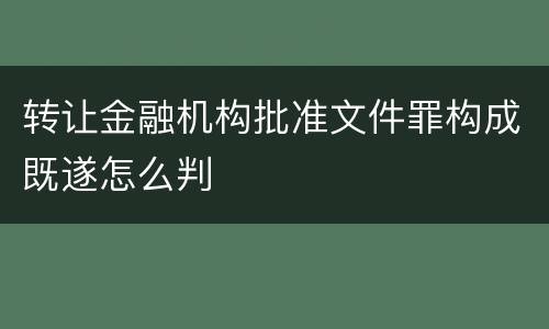 转让金融机构批准文件罪构成既遂怎么判