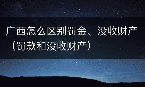 广西怎么区别罚金、没收财产（罚款和没收财产）