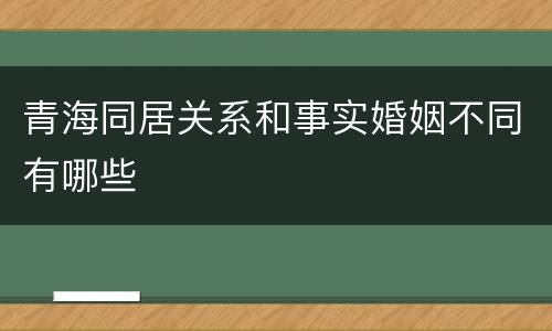 青海同居关系和事实婚姻不同有哪些