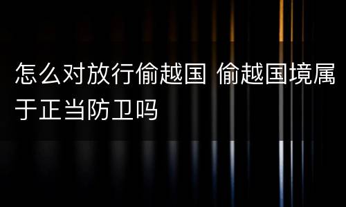 怎么对放行偷越国 偷越国境属于正当防卫吗