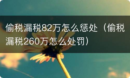 偷税漏税82万怎么惩处（偷税漏税260万怎么处罚）