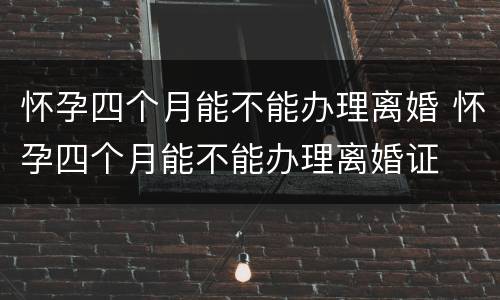 怀孕四个月能不能办理离婚 怀孕四个月能不能办理离婚证