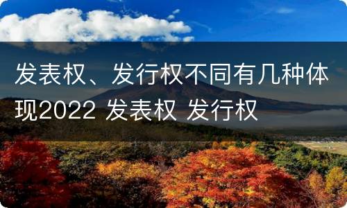 发表权、发行权不同有几种体现2022 发表权 发行权