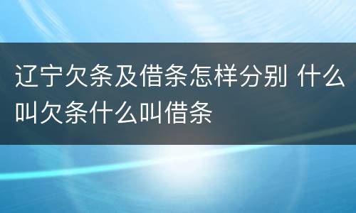 辽宁欠条及借条怎样分别 什么叫欠条什么叫借条