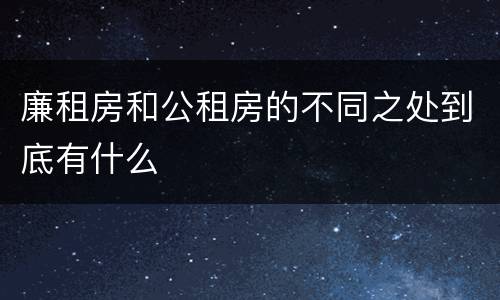 廉租房和公租房的不同之处到底有什么