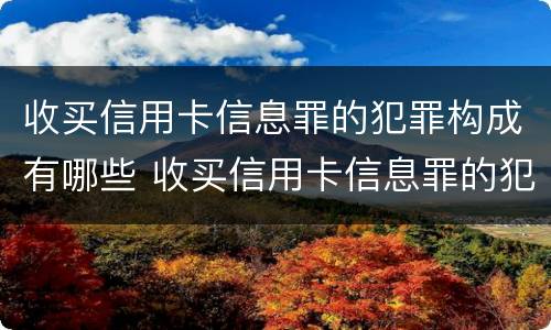 收买信用卡信息罪的犯罪构成有哪些 收买信用卡信息罪的犯罪构成有哪些内容