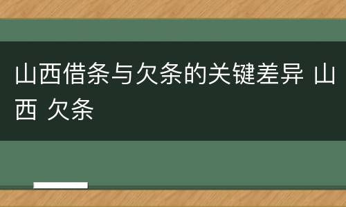 山西借条与欠条的关键差异 山西 欠条