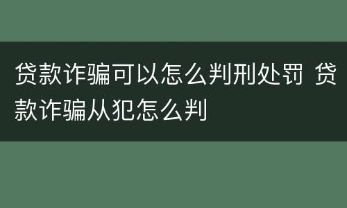 贷款诈骗可以怎么判刑处罚 贷款诈骗从犯怎么判