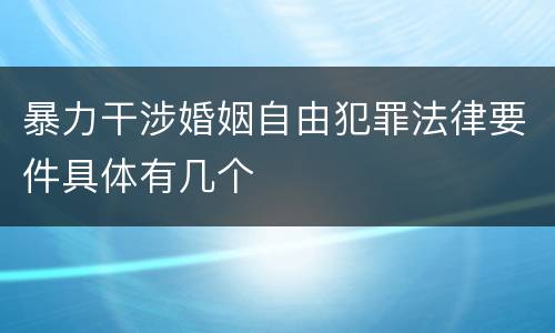 暴力干涉婚姻自由犯罪法律要件具体有几个