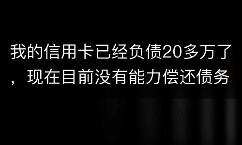 我的信用卡已经负债20多万了，现在目前没有能力偿还债务，请问可以申请破产吗