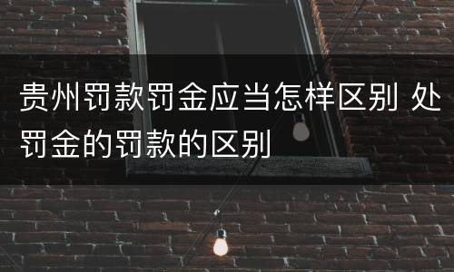 贵州罚款罚金应当怎样区别 处罚金的罚款的区别