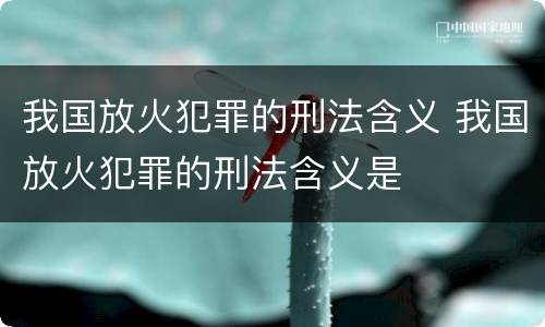 我国放火犯罪的刑法含义 我国放火犯罪的刑法含义是