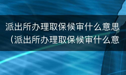 派出所办理取保候审什么意思（派出所办理取保候审什么意思呀）